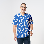 Men's Cuban Batik Shirt - Blue Rimba
