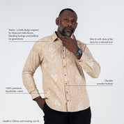 Long sleeve men tan petola shirt  description photo 