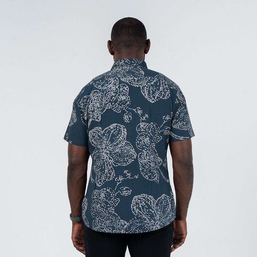 back facing view of Navy orchid