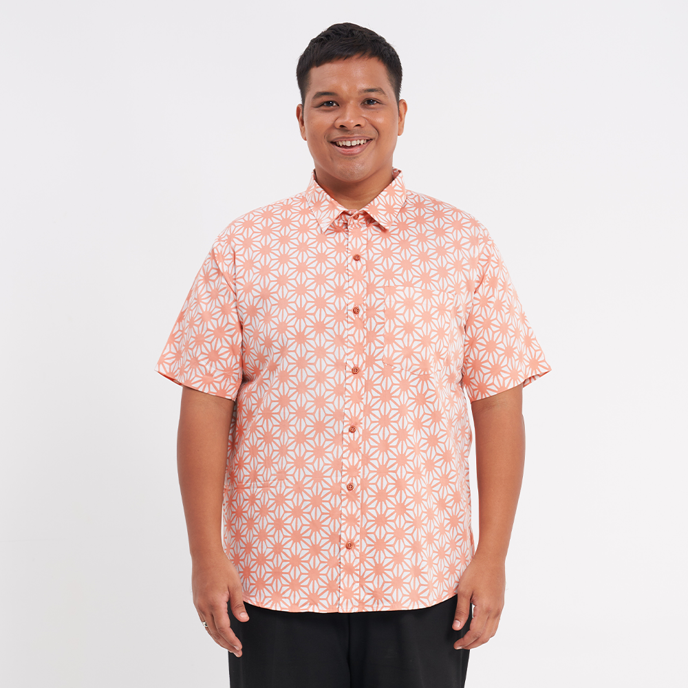 (SALE) Men's Batik Shirt - Peach Firework