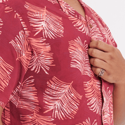 Men's Batik Cuban Shirt - Crimson Sawit - Batik Boutique