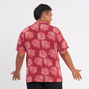 Men's Batik Cuban Shirt - Crimson Sawit - Batik Boutique