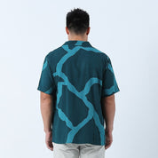 men's cuban shirt in forest chain  back view photo 