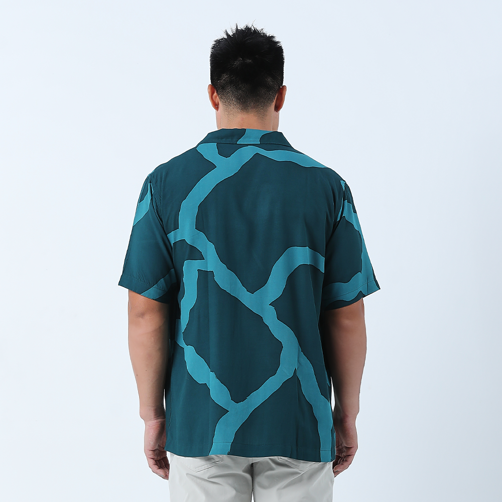 Men's Batik Cuban Shirt - Forest Chain - Batik Boutique