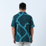 Men's Batik Cuban Shirt - Forest Chain - Batik Boutique