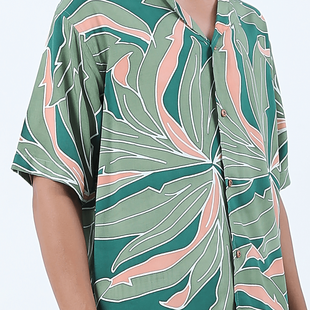Men's Batik Cuban Shirt - Jungle Palma - Batik Boutique