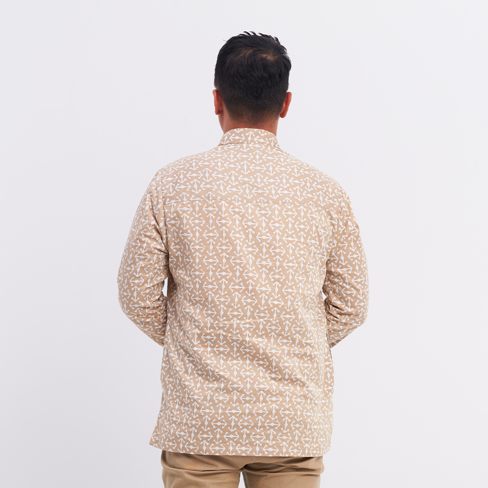 Men's Batik Kurta - Latte Kompas - Batik Boutique