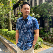 Men's Batik Modern Shirt - Navy Tiffin - Batik Boutique