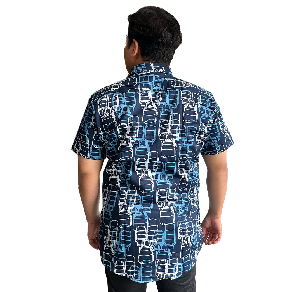 Men's Batik Modern Shirt - Navy Tiffin - Batik Boutique