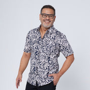 Men's Batik Shirt - Black Floret front facing photo 