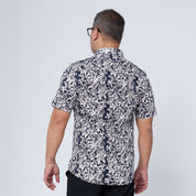 Men's Batik Shirt - Black Floret back facing photo 