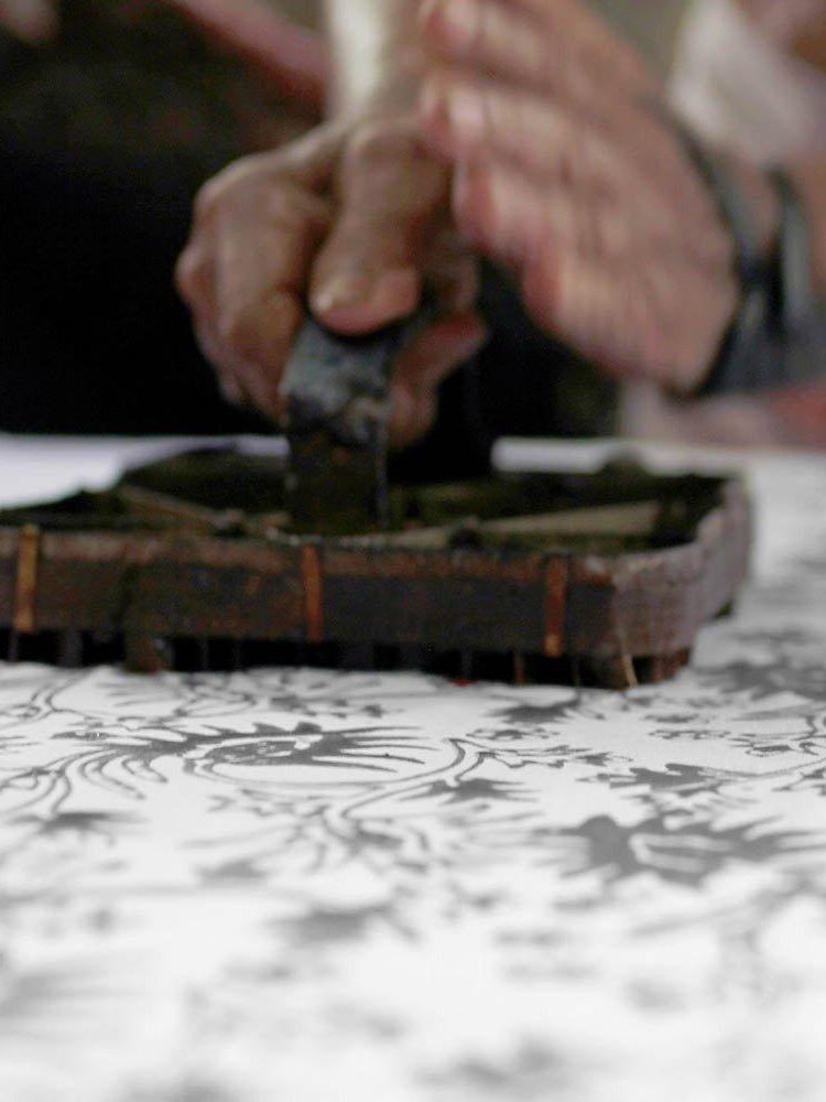 Men's Batik Shirt - Black Floret artisan photo 