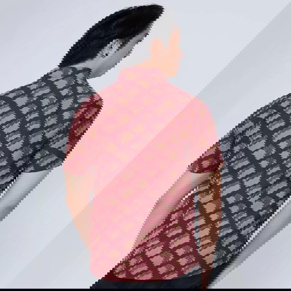 Men's Batik Shirt - Crimson Nasi Lemak - Batik Boutique