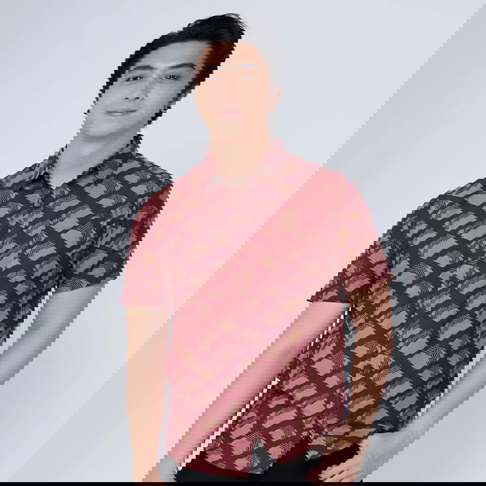 Men's Batik Shirt - Crimson Nasi Lemak - Batik Boutique