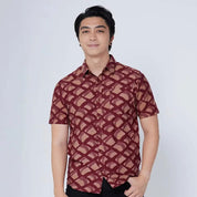 Men's Batik Shirt - Crimson Nasi Lemak - Batik Boutique