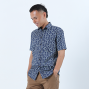 Men's Batik Shirt - Navy Kompas - Batik Boutique