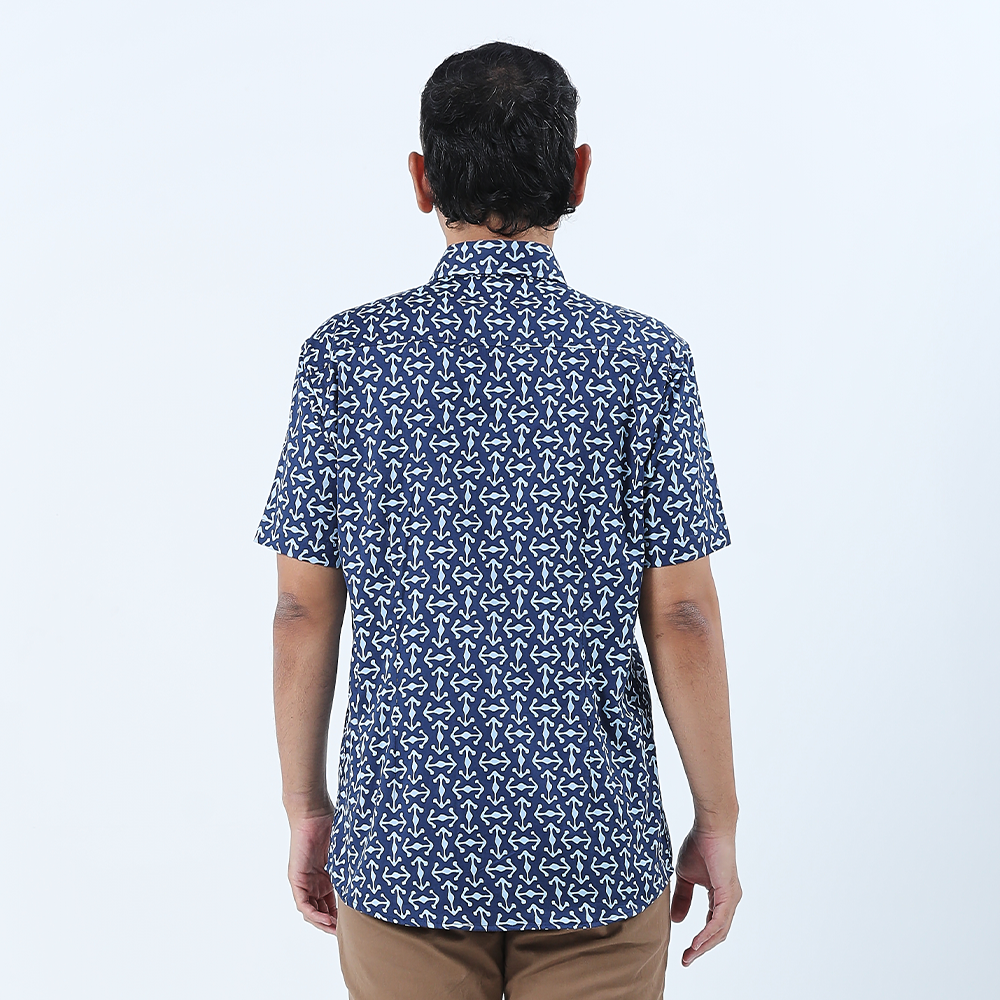 Men's Batik Shirt - Navy Kompas - Batik Boutique