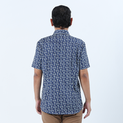 Men's Batik Shirt - Navy Kompas - Batik Boutique