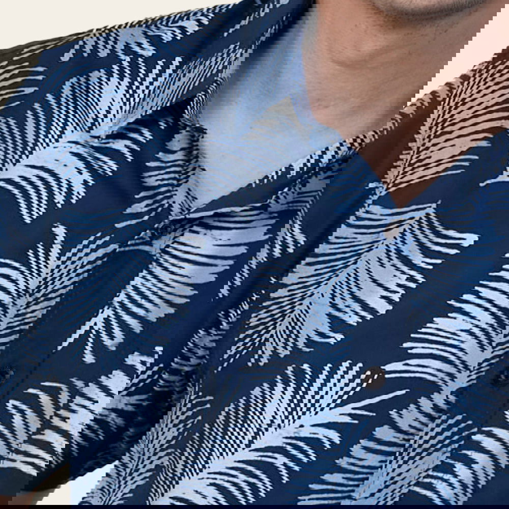 Men's Batik Shirt - Navy Sawit - Batik Boutique