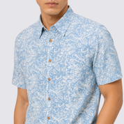 Men's Batik Shirt - Sky Blue Floret