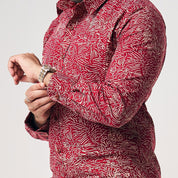 Men's Long-Sleeved Batik Shirt - Crimson Driftwood - Batik Boutique