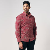 Men's Long-Sleeved Batik Shirt - Crimson Driftwood - Batik Boutique