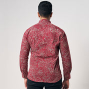 Men's Long-Sleeved Batik Shirt - Crimson Driftwood - Batik Boutique
