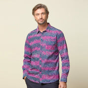 Men's Long-Sleeved Batik Shirt - Maroon Driftwood - Batik Boutique