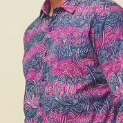 Men's Long-Sleeved Batik Shirt - Maroon Driftwood - Batik Boutique