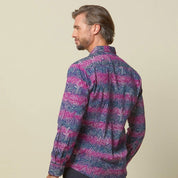 Men's Long-Sleeved Batik Shirt - Maroon Driftwood - Batik Boutique