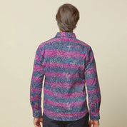 Men's Long-Sleeved Batik Shirt - Maroon Driftwood - Batik Boutique