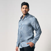 Men's Long-Sleeved Batik Shirt - Slate Alur - Batik Boutique