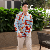 Men's Long-Sleeved Batik Shirt - Sunset Palma - Batik Boutique