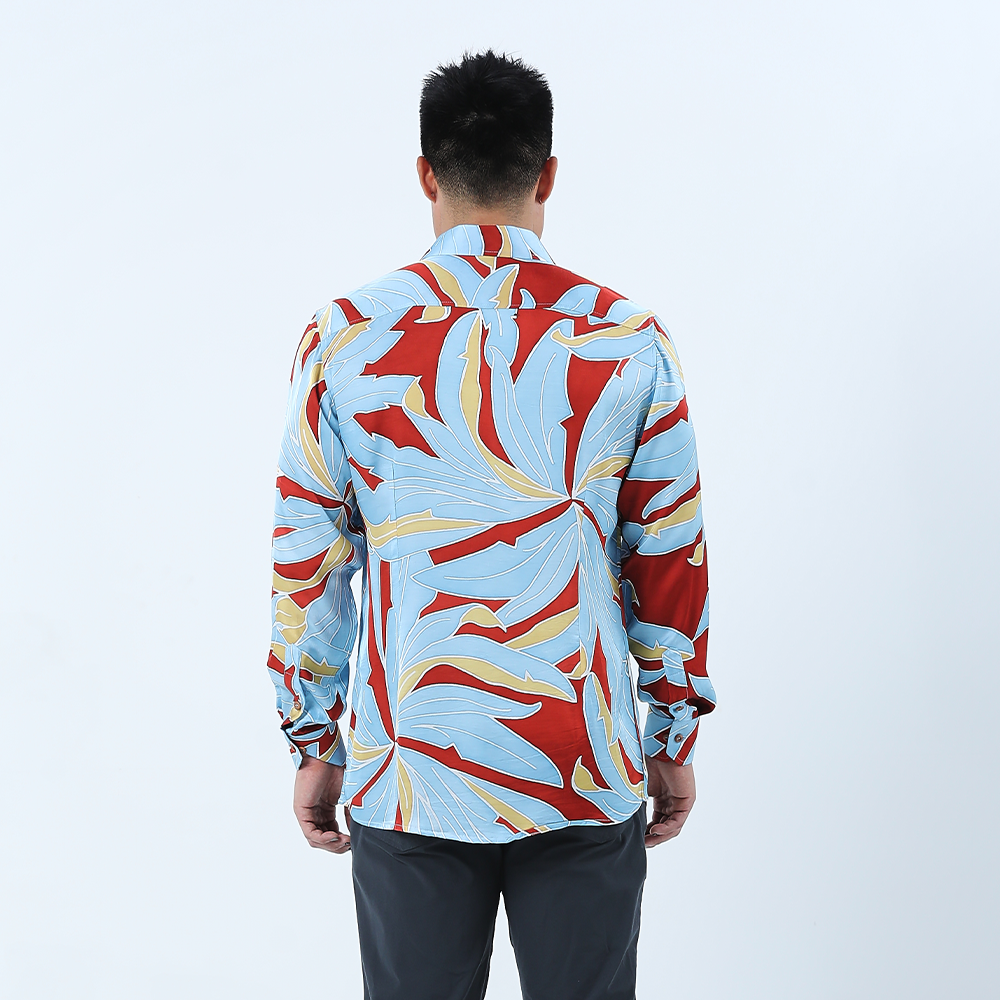 Men's Long-Sleeved Batik Shirt - Sunset Palma - Batik Boutique