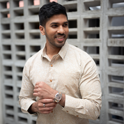 Men's Long-Sleeved Batik Shirt - Tan Driftwood - Batik Boutique