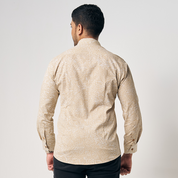 Men's Long-Sleeved Batik Shirt - Tan Driftwood - Batik Boutique