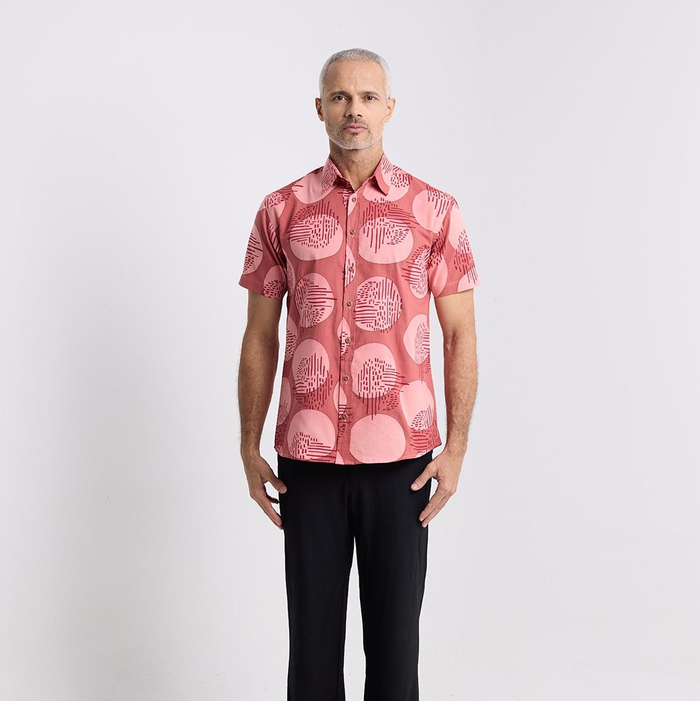 front facing photo of the crimson yuan dian shirt 