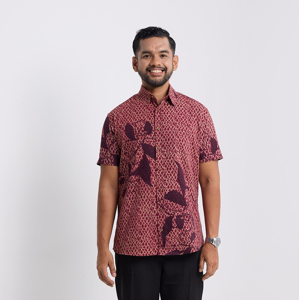 front view photo of the copper blooming lace shirt for men