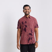 front view photo of the copper blooming lace shirt for men