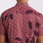 Zoomed in detailed photo of the blooming lace men's shirt in copper 