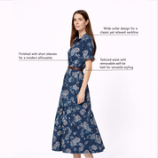 Batik Button-Up Dress - Navy Blossom