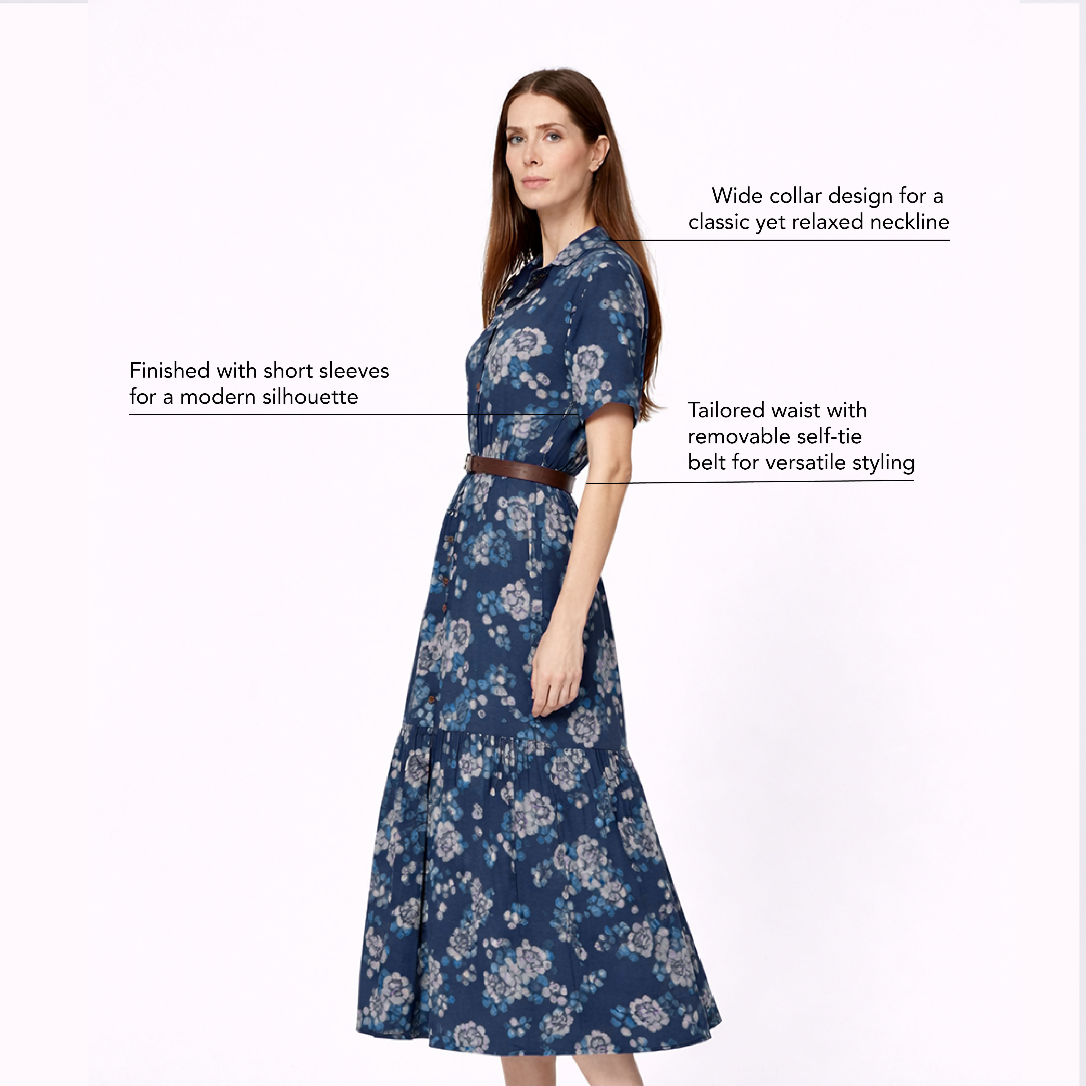 Batik Button-Up Dress - Navy Blossom