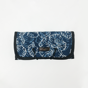 Batik Roll-Up Travel Pouch - Navy Hibiscus