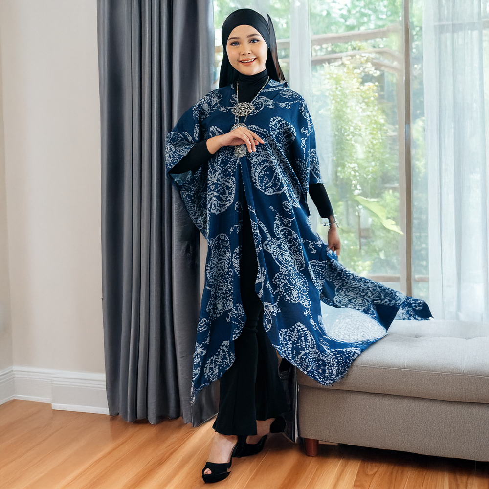 Batik Kimono - Navy Orchid