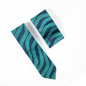 Batik Neck Tie & Pocket Square (Silk Cotton) - Teal Snakeskin
