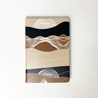 A photo showing batik-inspired leather notebook in midnight bukit print