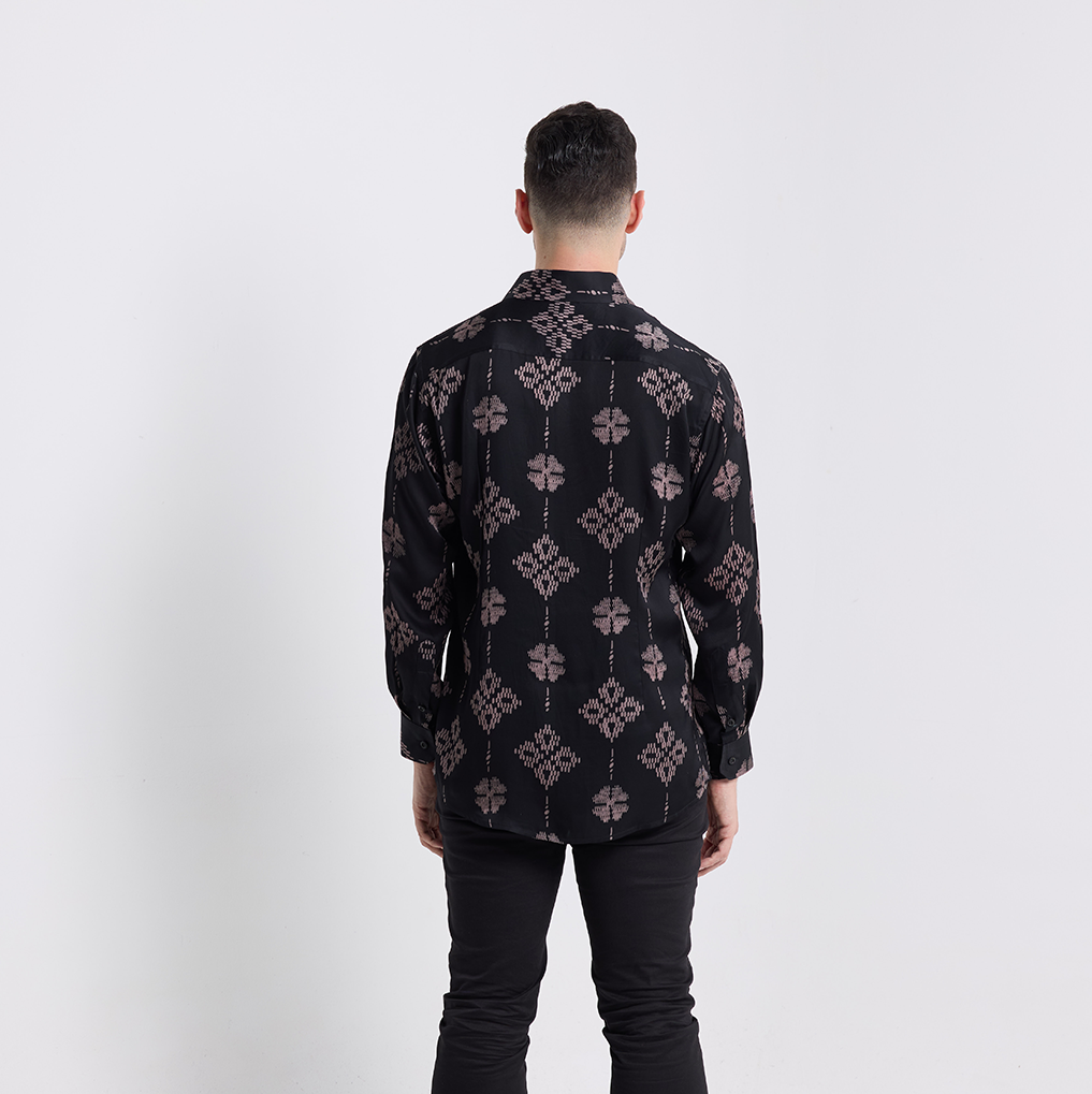 Men's Long-Sleeved Batik Shirt - Onyx Songket