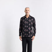 Model wearing Onyx songket Batik shirt front photo 