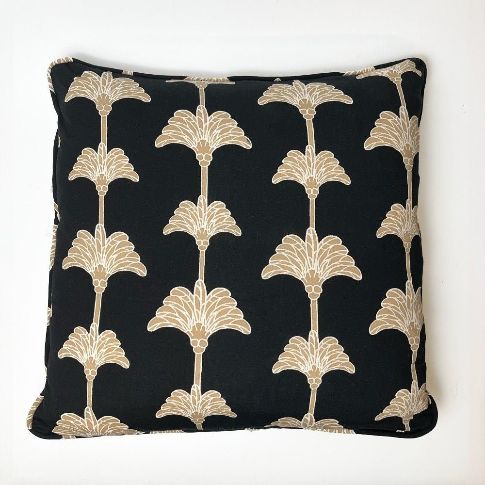 Batik Pillow Cover (Square) - Black Coconut front view 
