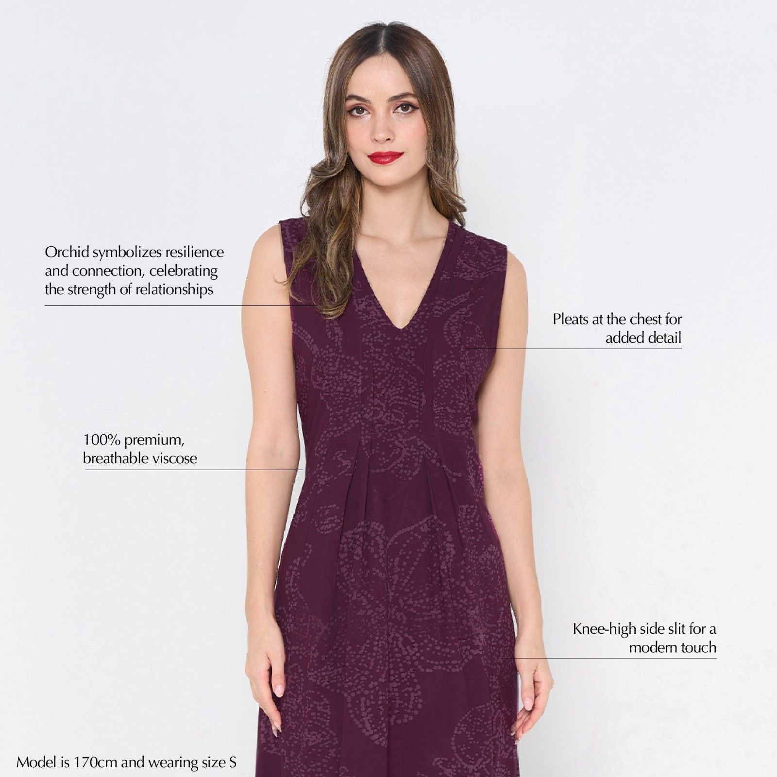 Batik Maxi dress in plum orchid  description photo 
